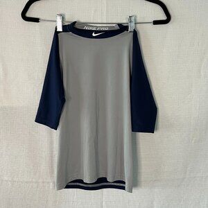 Nike pro dryfit boys small thermal Baseball Sports shirt Navy - 0333